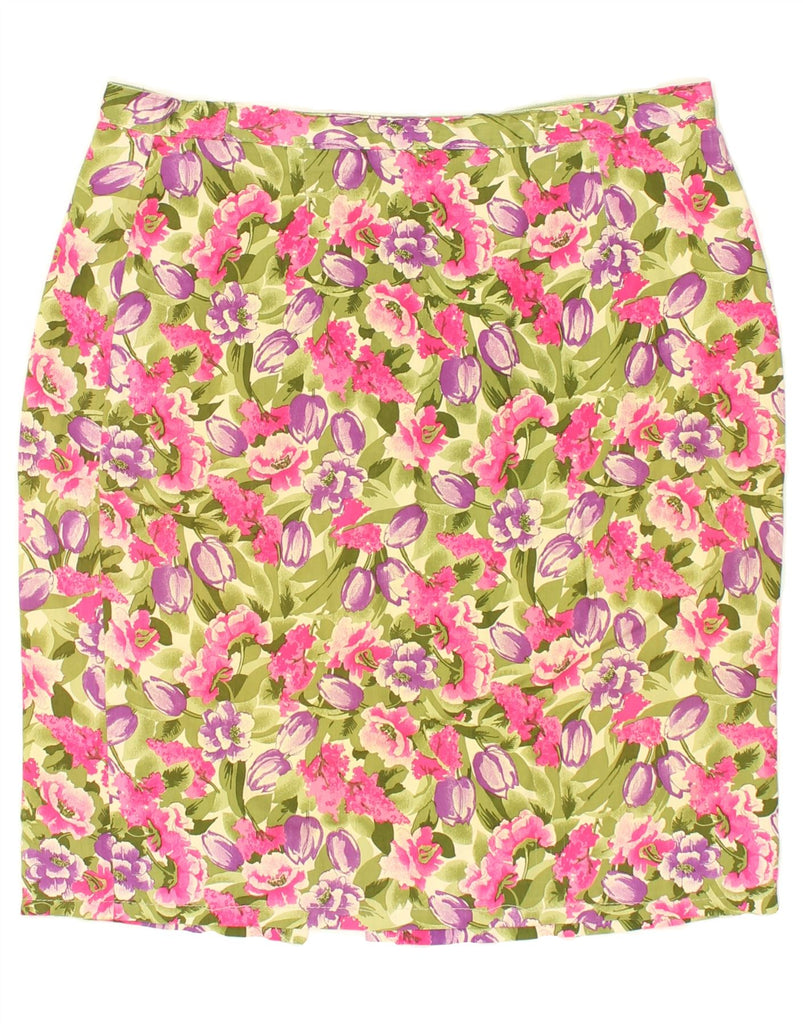 VINTAGE Womens Straight Skirt W32 Large  Pink Floral | Vintage Vintage | Thrift | Second-Hand Vintage | Used Clothing | Messina Hembry 