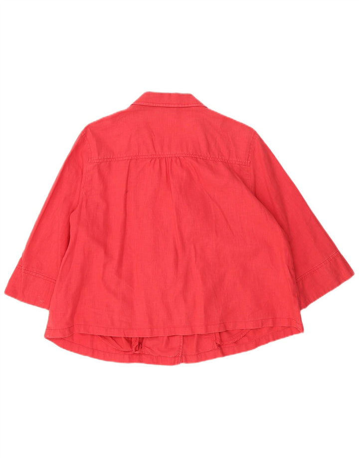 Marks & Spencer Womens 3/4 Sleeve 1 Button Blazer Jacket UK 18 XL Red Linen