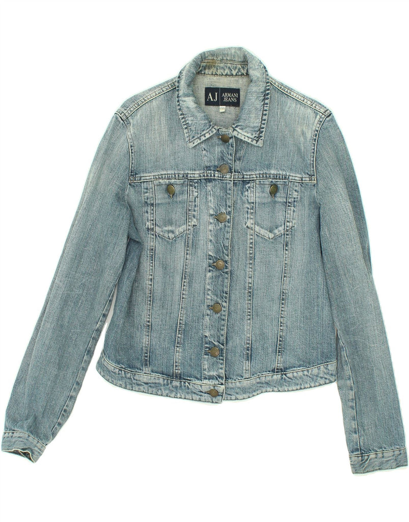 ARMANI JEANS Womens Crop Denim Jacket UK 16 Large Blue | Vintage Armani Jeans | Thrift | Second-Hand Armani Jeans | Used Clothing | Messina Hembry 