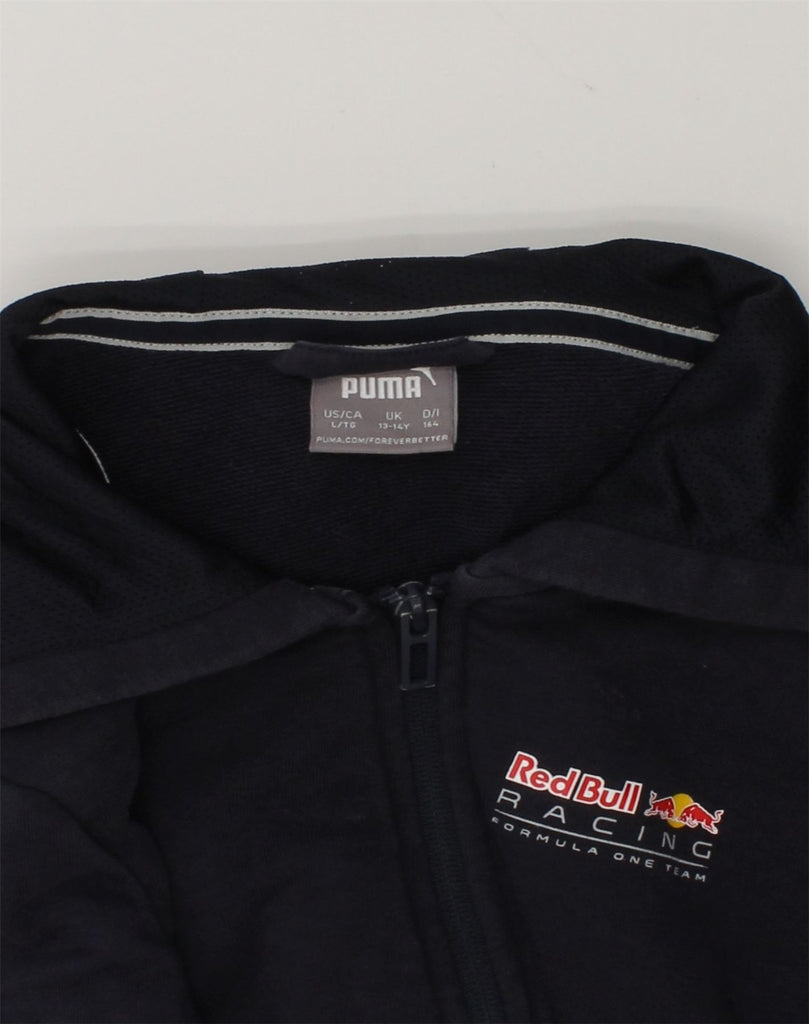 PUMA Boys Graphic Zip Hoodie Sweater 13-14 Years Navy Blue Colourblock | Vintage Puma | Thrift | Second-Hand Puma | Used Clothing | Messina Hembry 