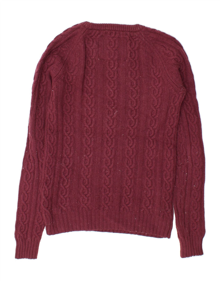 JACK WILLS Womens Crew Neck Jumper Sweater UK 8 Small  Maroon Lambswool Vintage Jack Wills and Second-Hand Jack Wills from Messina Hembry 