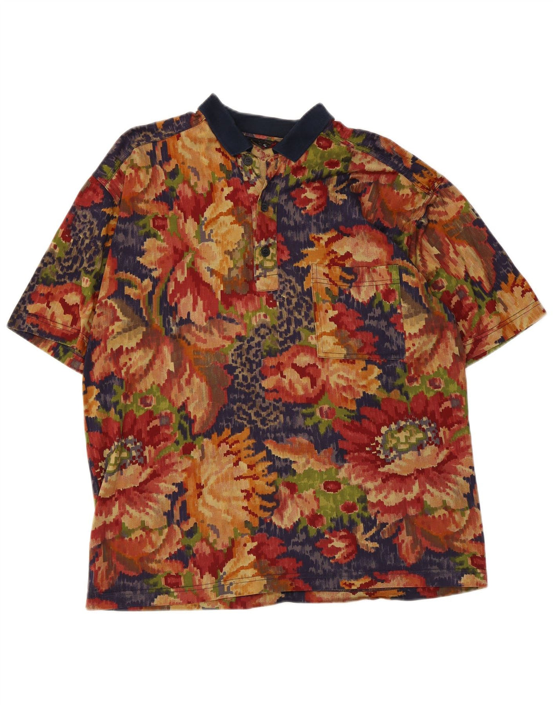 Paul & Shark Mens Polo Shirt Large Multicoloured Floral Cotton