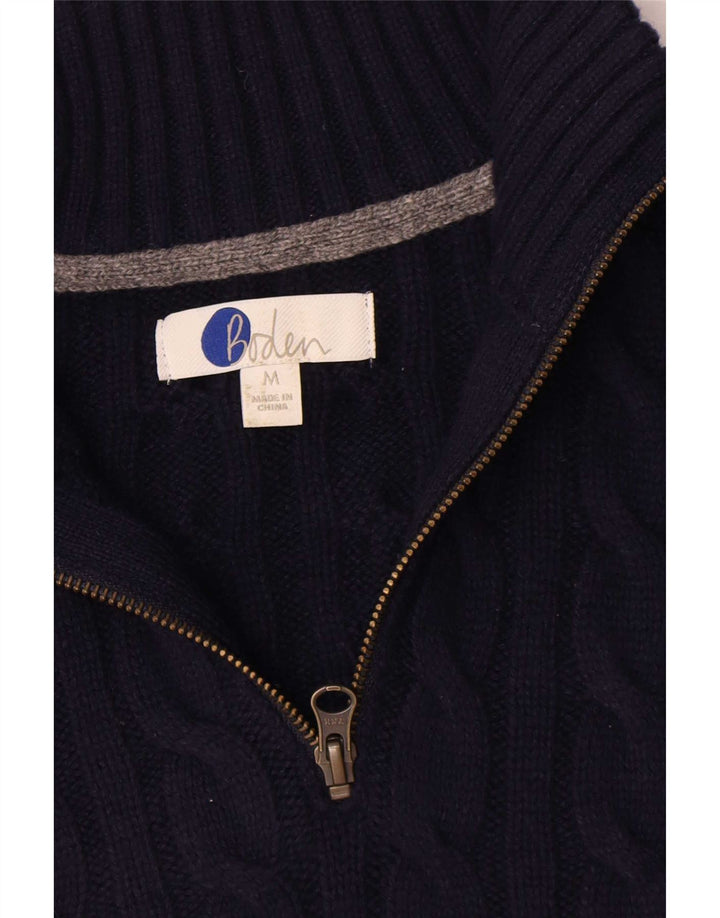Boden Mens Zip Neck Jumper Sweater Medium Navy Blue Wool