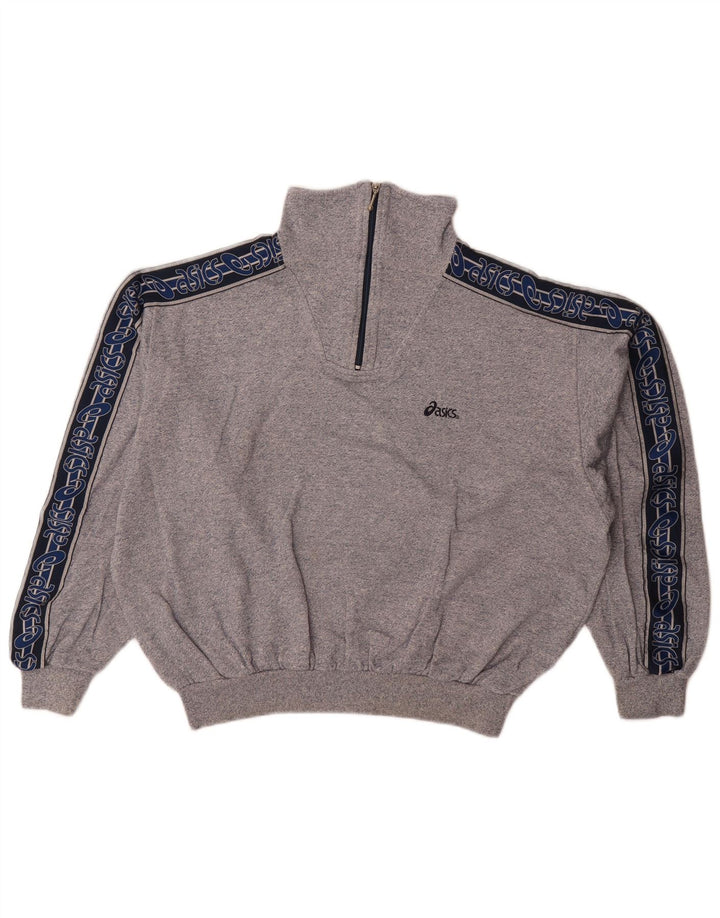 Asics Womens Graphic Sweatshirt Jumper UK 16 Large Grey Colourblock