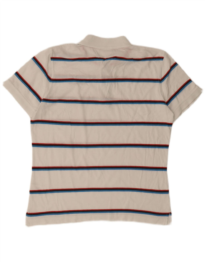 Diadora Mens Polo Shirt Medium White Striped Cotton