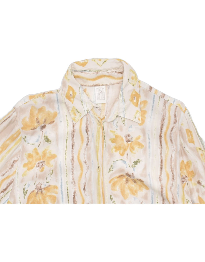 VINTAGE Womens Shirt Blouse UK 14 Medium Yellow Floral Viscose | Vintage | Thrift | Second-Hand | Used Clothing | Messina Hembry 