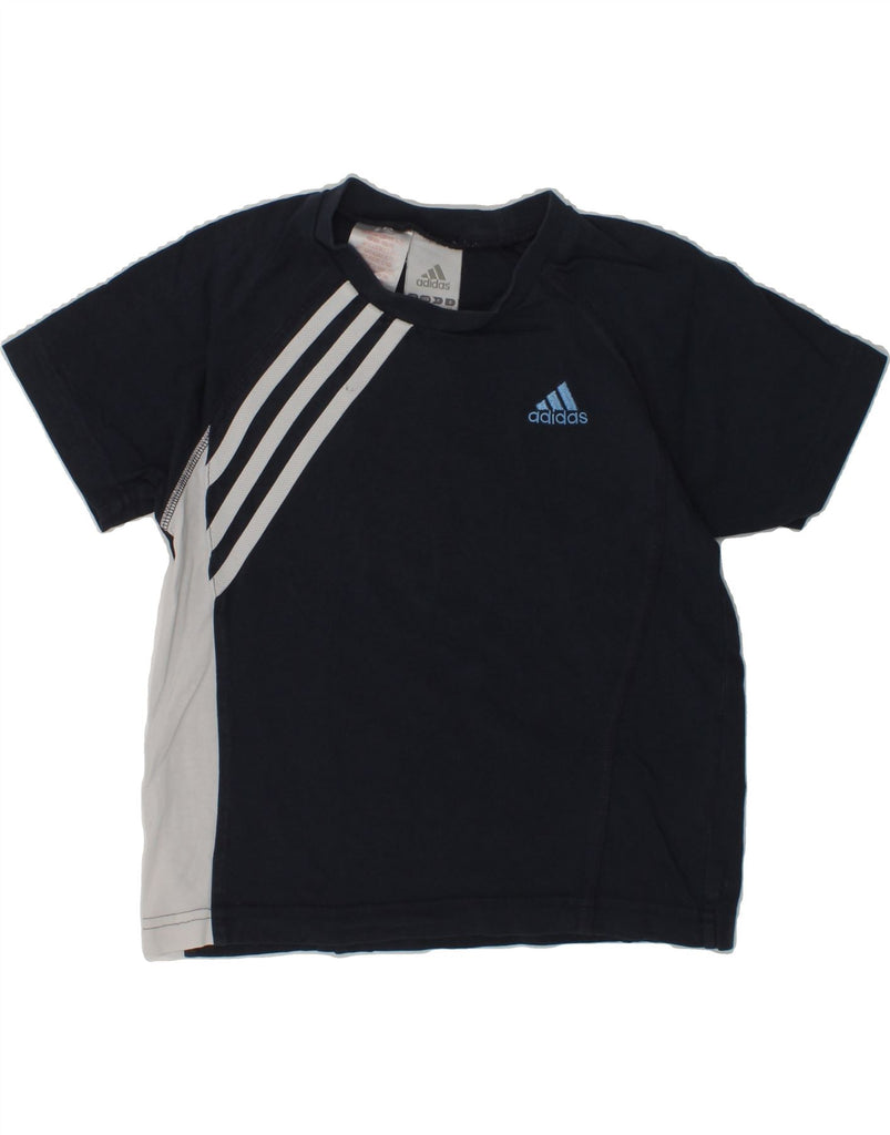 ADIDAS Boys T-Shirt Top 4-5 Years Navy Blue Cotton | Vintage Adidas | Thrift | Second-Hand Adidas | Used Clothing | Messina Hembry 