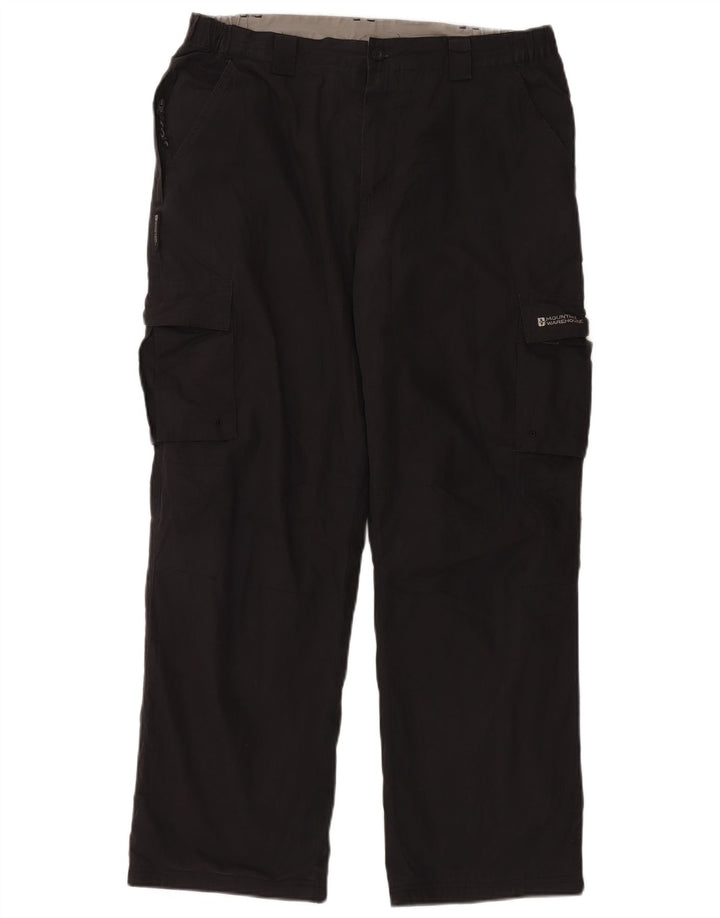 Mountain Warehouse Mens Straight Cargo Trousers W34 L30 Black Polyester