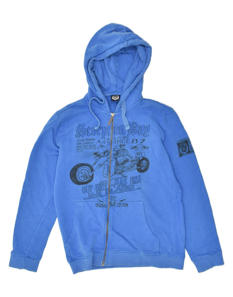 SCORPION BAY Boys Graphic Zip Hoodie Sweater 13-14 Years XL Blue Cotton | Vintage Scorpion Bay | Thrift | Second-Hand Scorpion Bay | Used Clothing | Messina Hembry 