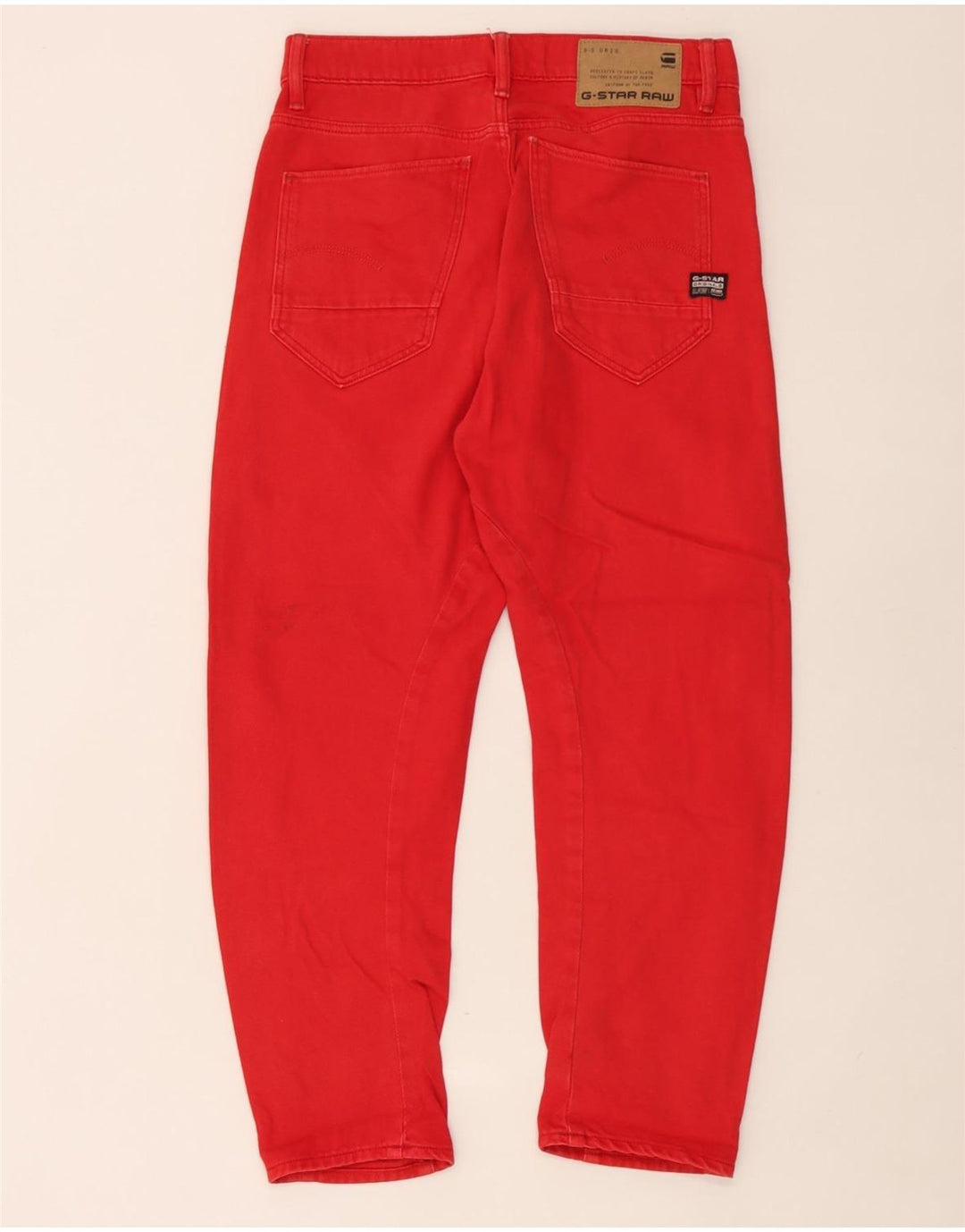 G-Star Mens 3D Arc Cropped Jeans W25 L25 Red Cotton