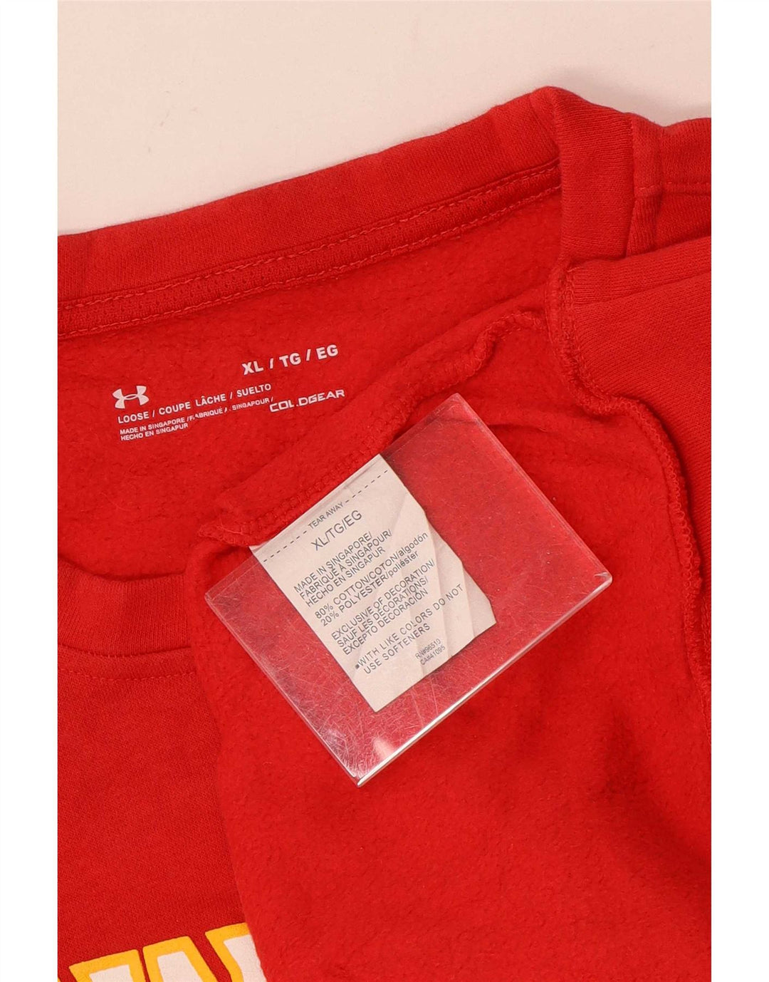 Under Armour Mens Cold Gear Graphic Sweatshirt Jumper XL Red Cotton