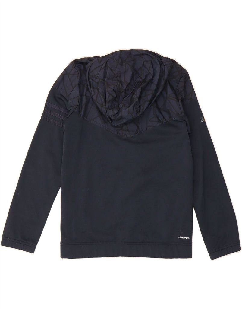 ADIDAS Boys Climawarm Zip Hoodie Sweater 11-12 Years Black Geometric Vintage Adidas and Second-Hand Adidas from Messina Hembry 