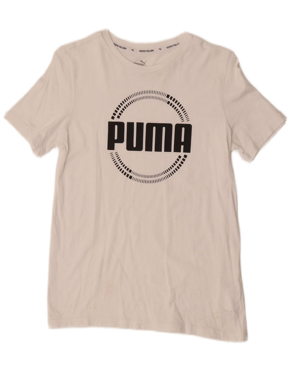 Puma Boys Graphic T-Shirt Top 13-14 Years White Cotton