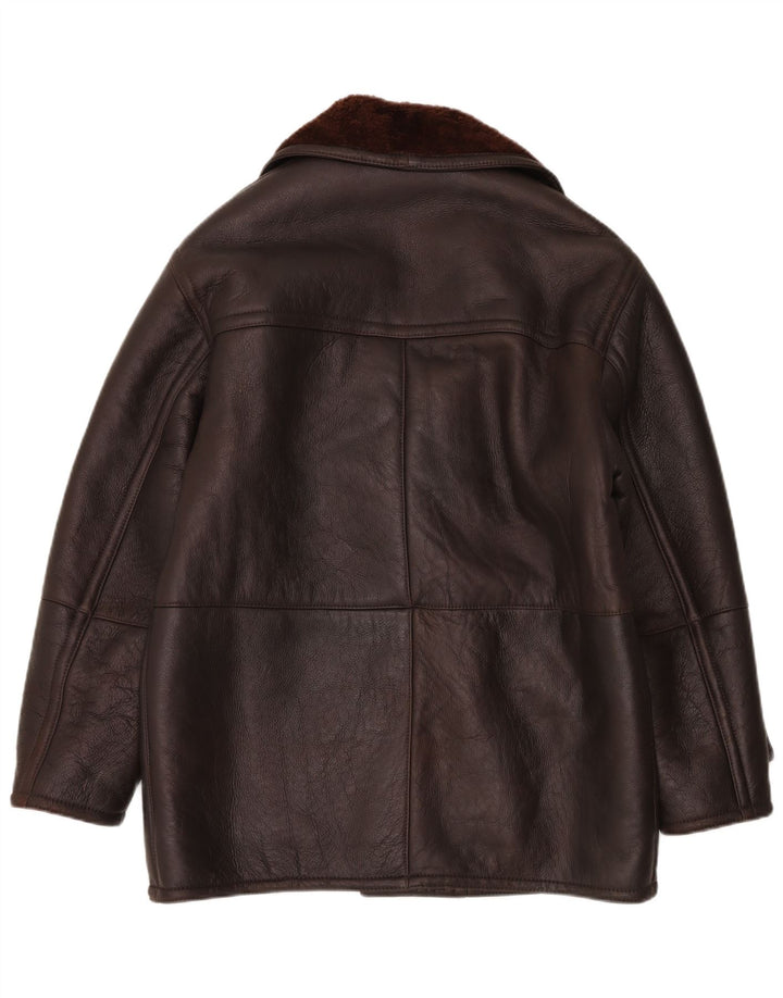 Vintage Mens Loose Fit Shearling Jacket IT 48 Medium Brown Shearling
