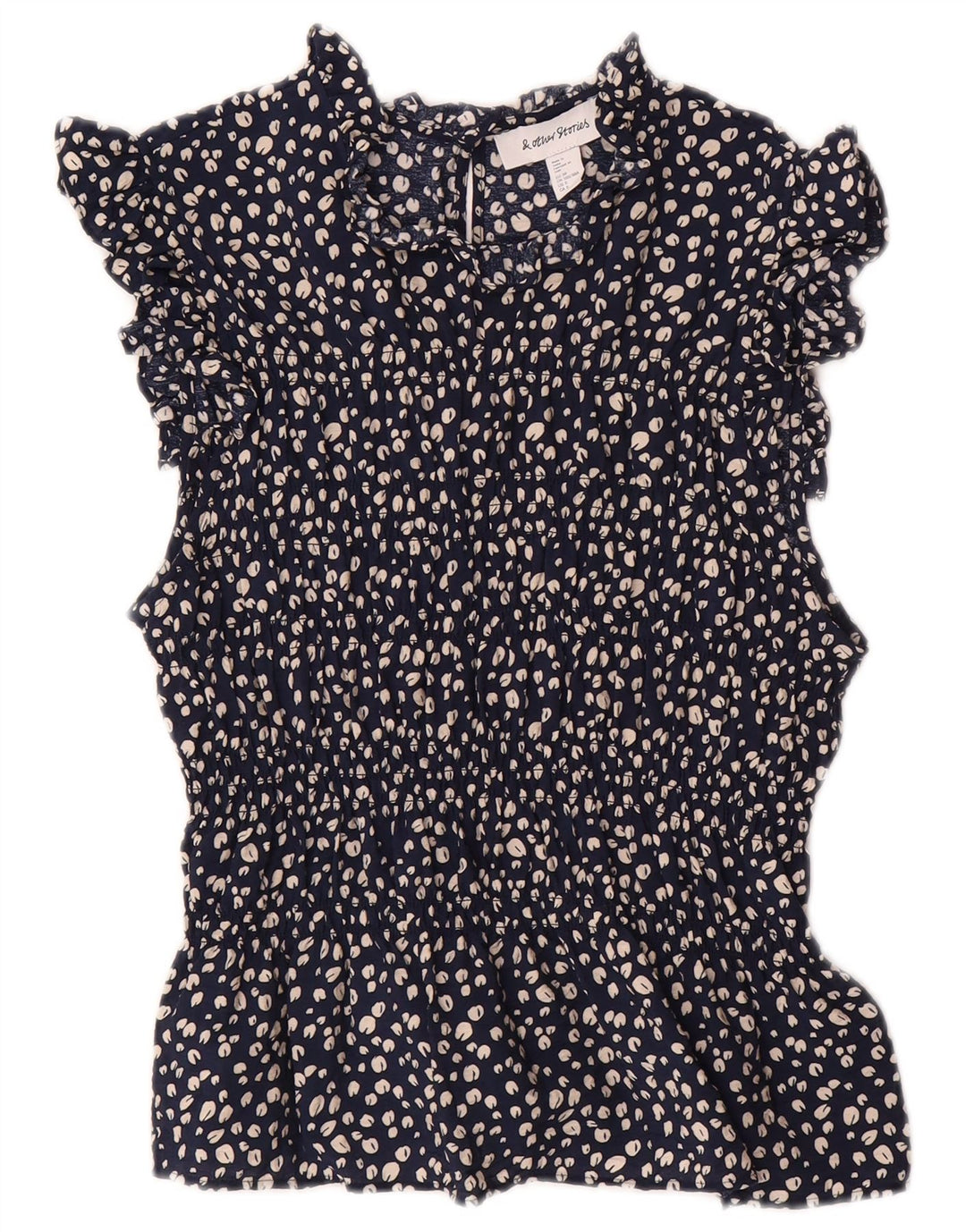 & OTHER STORIES Womens Blouse Top EU 38 Medium Navy Blue Floral Viscose