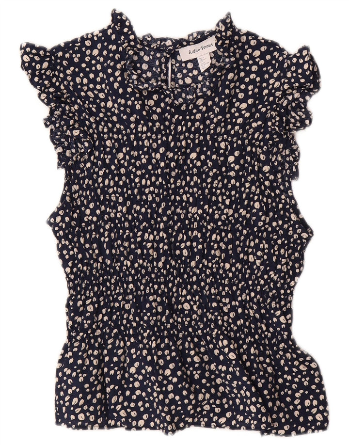 & OTHER STORIES Womens Blouse Top EU 38 Medium Navy Blue Floral Viscose