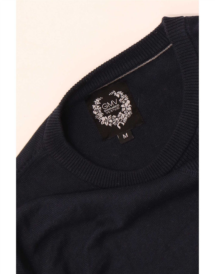 Gianmarco Venturi Mens Crew Neck Jumper Sweater Medium Navy Blue