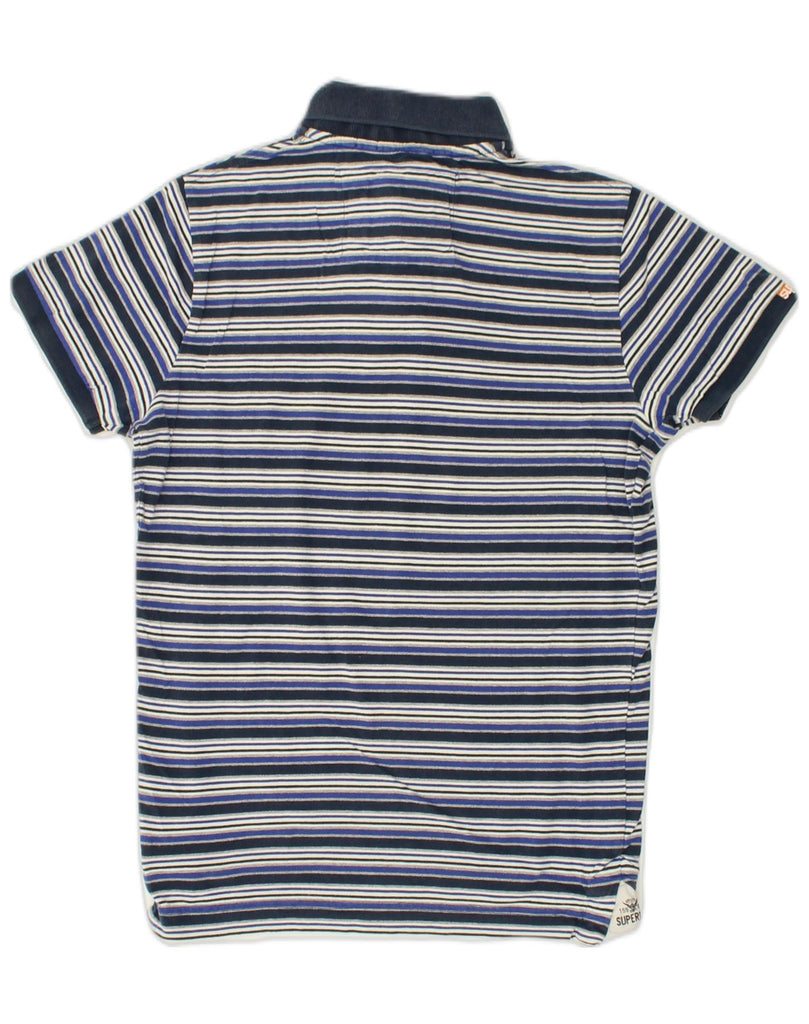 SUPERDRY Mens Polo Shirt Small Navy Blue Striped Cotton | Vintage Superdry | Thrift | Second-Hand Superdry | Used Clothing | Messina Hembry 