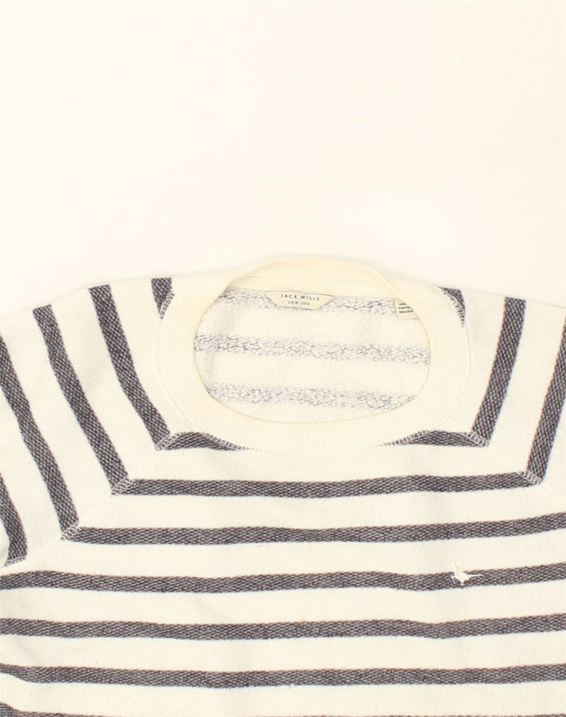 JACK WILLS Womens Sweatshirt Jumper UK 10 Small  Off White Striped Cotton | Vintage Jack Wills | Thrift | Second-Hand Jack Wills | Used Clothing | Messina Hembry 