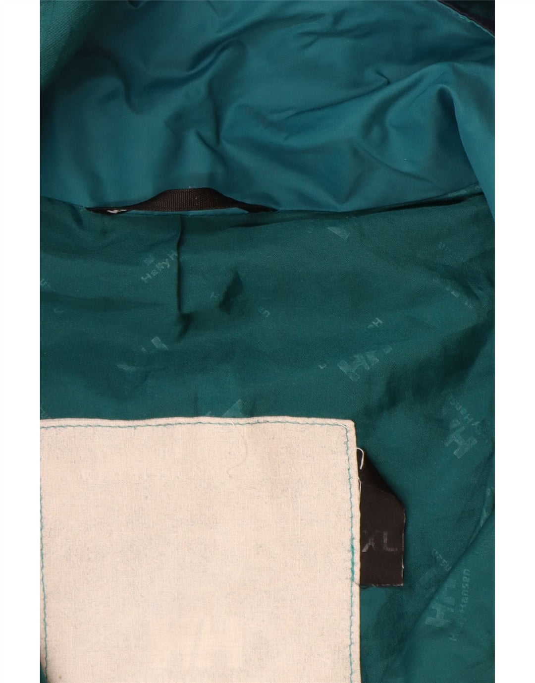 HELLY HANSEN Mens Hooded Rain Jacket UK 42 XL Navy Blue Colourblock