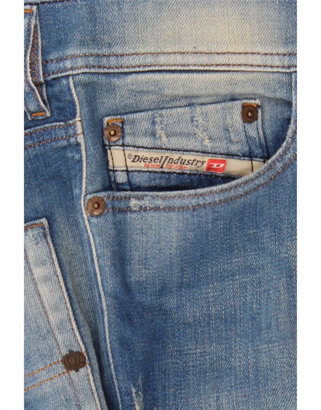 Diesel Mens Tepphar Distressed Carrot Slim Jeans W30 L32 Blue Cotton