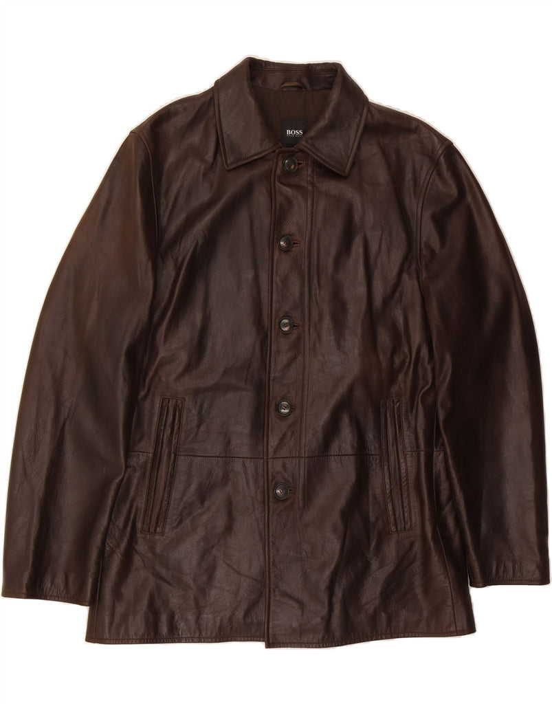 HUGO BOSS Mens Leather Jacket EU 52 XL Brown Leather Vintage Hugo Boss and Second-Hand Hugo Boss from Messina Hembry 