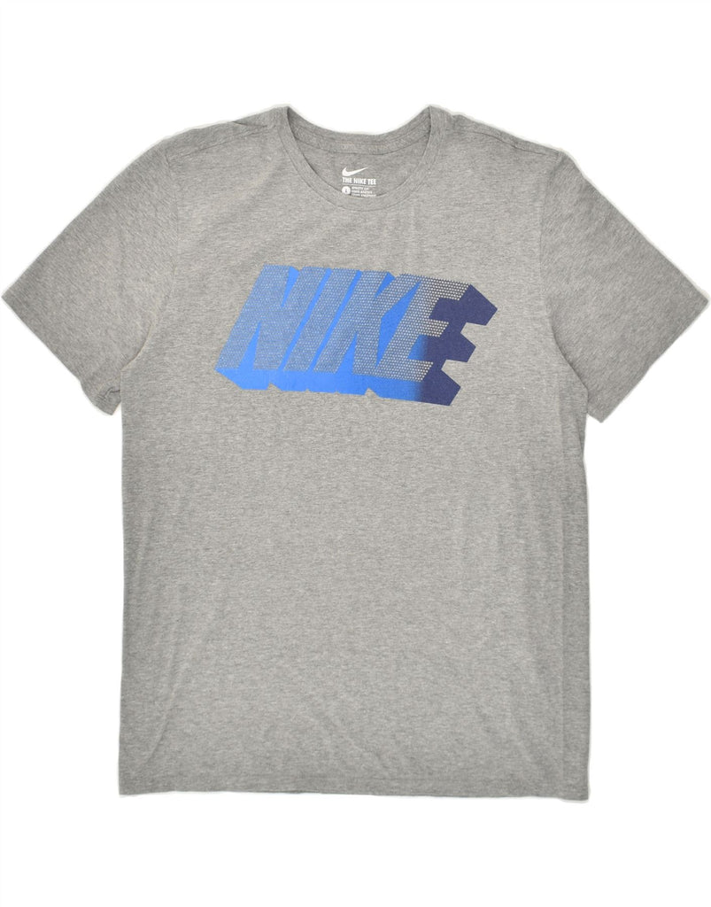 NIKE Mens Athletic Cut Graphic T-Shirt Top Large Grey Cotton | Vintage Nike | Thrift | Second-Hand Nike | Used Clothing | Messina Hembry 