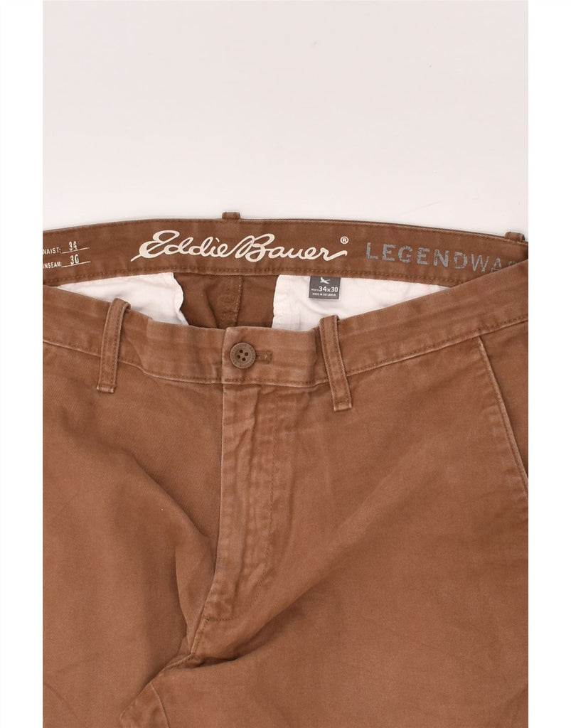 EDDIE BAUER Mens Straight Chino Trousers W34 L30 Brown Cotton | Vintage Eddie Bauer | Thrift | Second-Hand Eddie Bauer | Used Clothing | Messina Hembry 