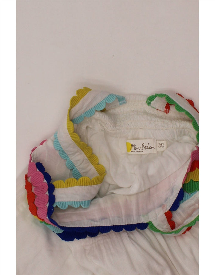 BODEN Girls Sleeveless Blouse Top 7-8 Years White Colourblock Cotton