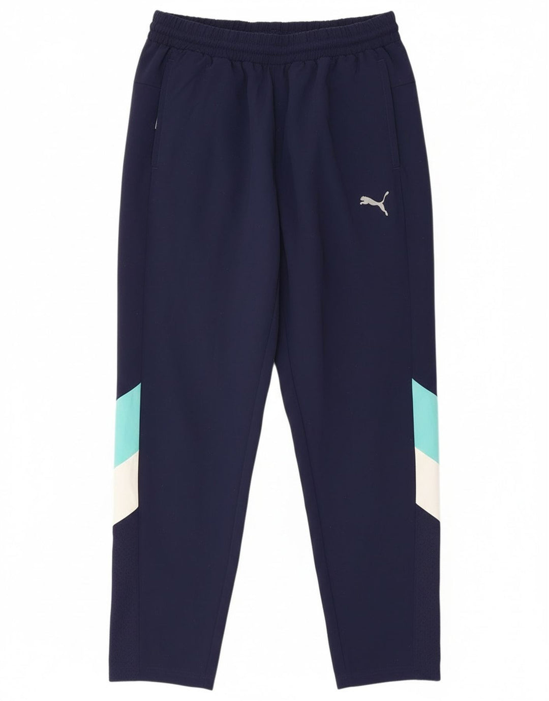 Puma Mens Tracksuit Trousers Large Navy Blue Colourblock Polyester