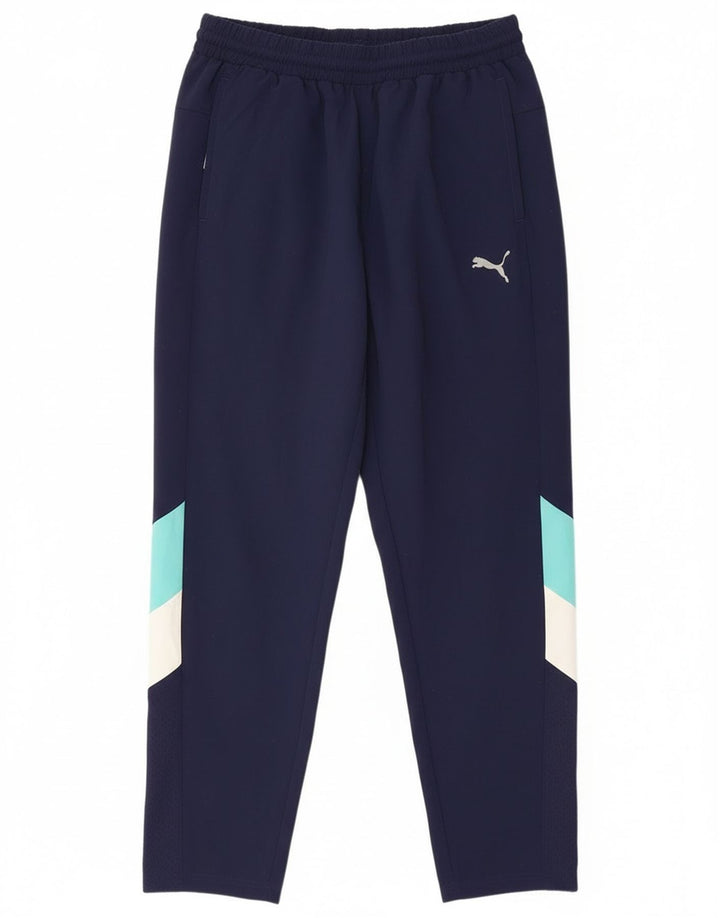 Puma Mens Tracksuit Trousers Large Navy Blue Colourblock Polyester