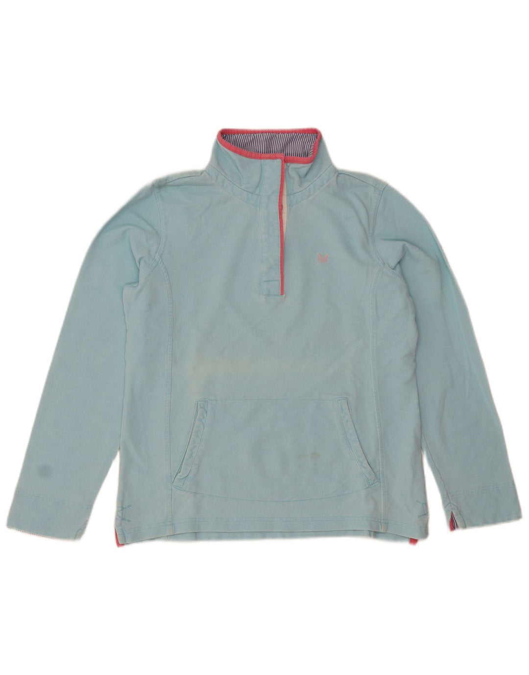Crew Clothing Womens Button Neck Sweatshirt Jumper UK 12 Medium Blue Cotton