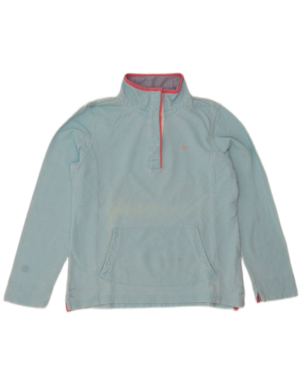 Crew Clothing Womens Button Neck Sweatshirt Jumper UK 12 Medium Blue Cotton