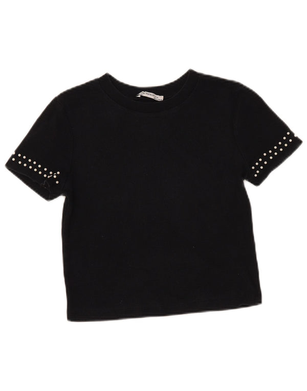 Zara Womens Crop T-Shirt Top UK 10 Small Black