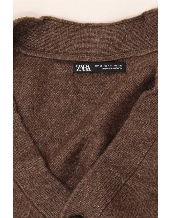 Zara Mens Cardigan Sweater Medium Brown