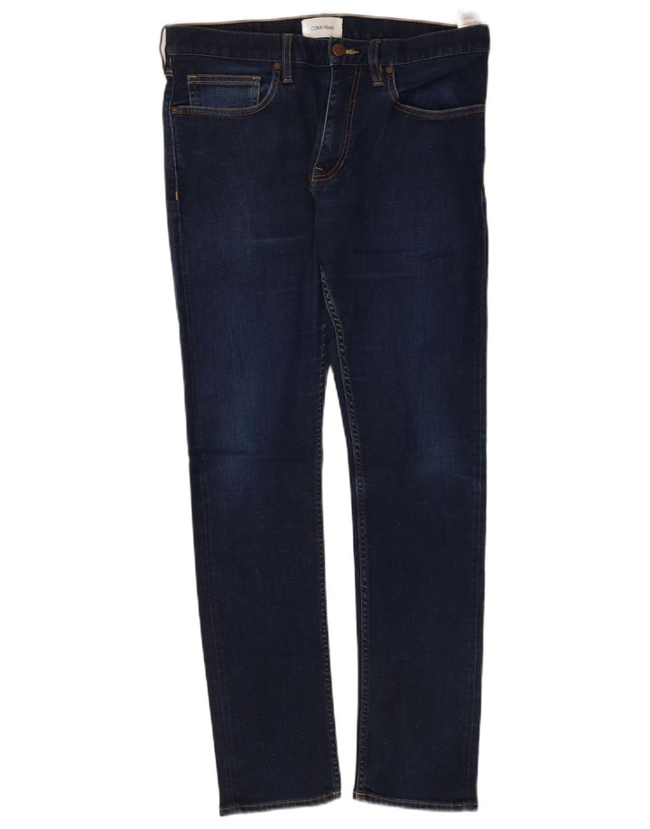 Calvin Klein Mens Straight Jeans W32 L32 Navy Blue Cotton