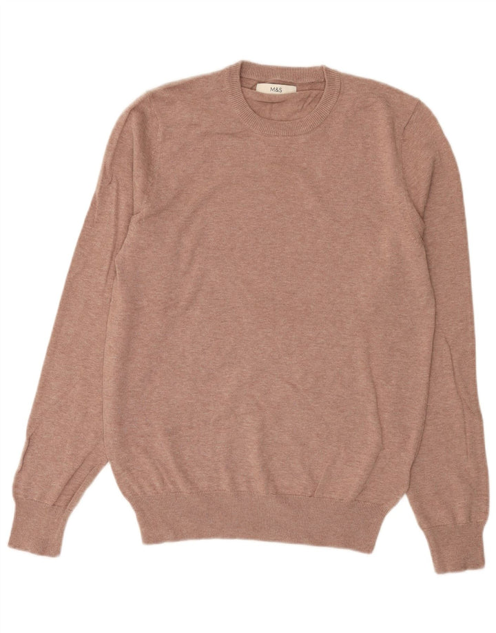 Marks & Spencer Mens Crew Neck Jumper Sweater Medium Pink Cotton
