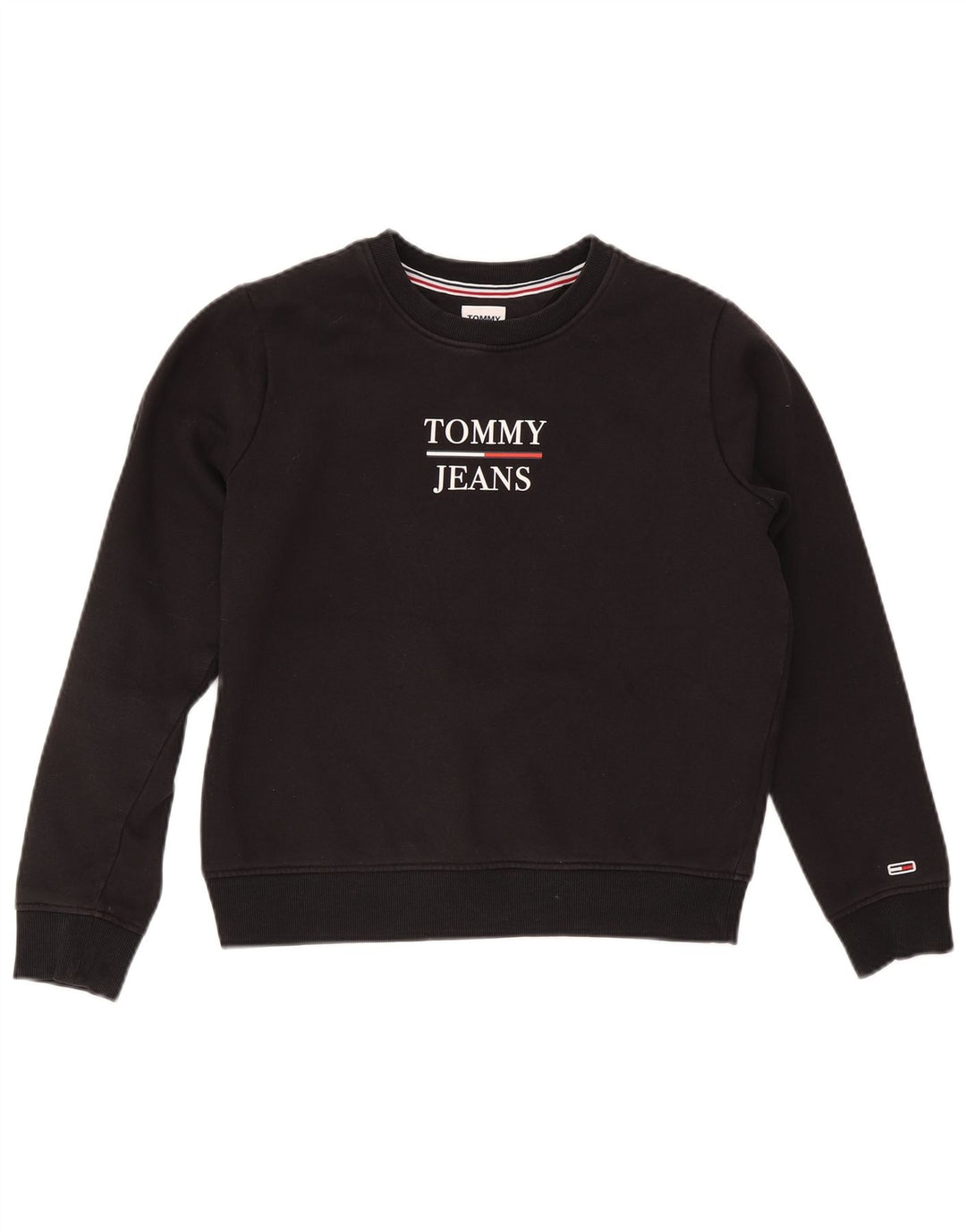 Tommy Hilfiger Womens Graphic Oversized Sweatshirt Jumper UK 10 Small Black