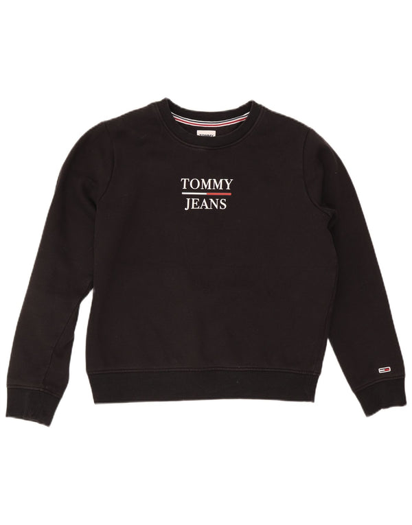 Tommy Hilfiger Womens Graphic Oversized Sweatshirt Jumper UK 10 Small Black