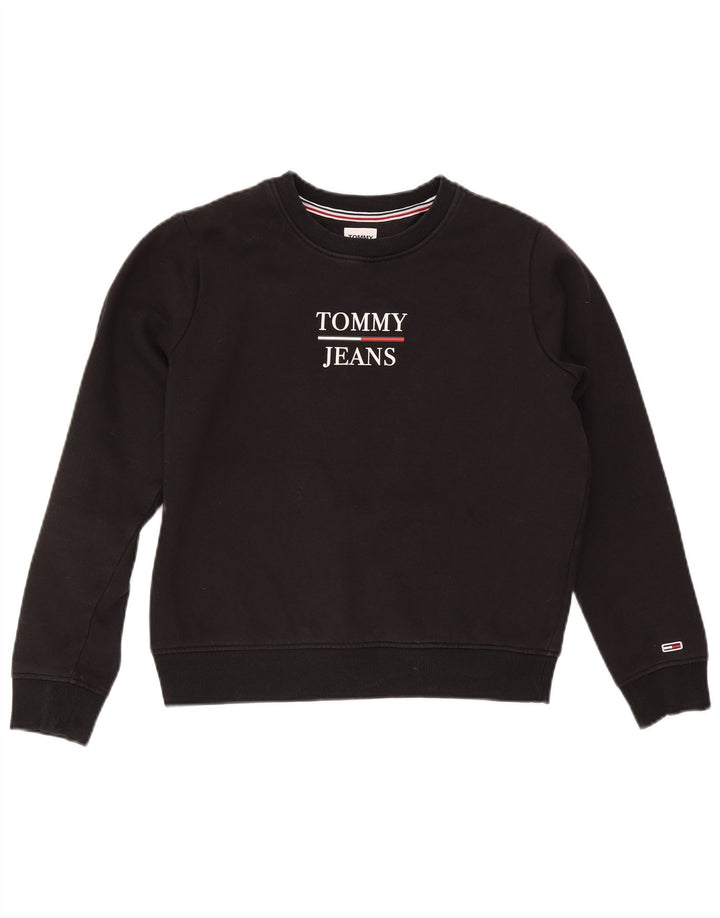 Tommy Hilfiger Womens Graphic Oversized Sweatshirt Jumper UK 10 Small Black
