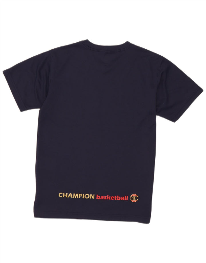 Champion Boys Graphic T-Shirt Top 9-10 Years Navy Blue Polyester