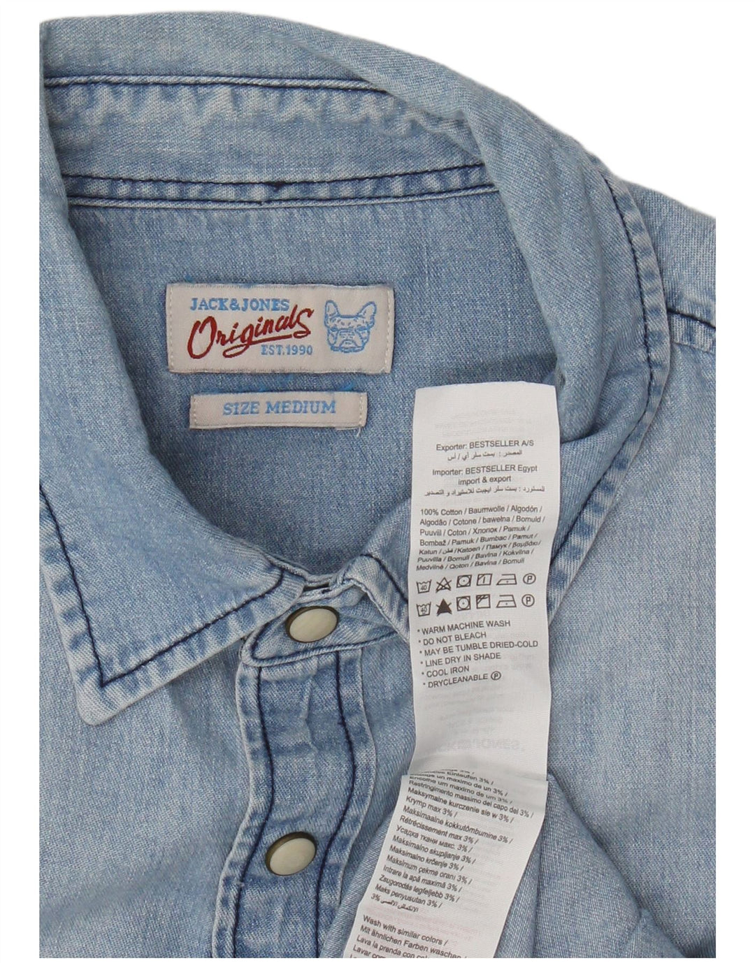 Jack & Jones Mens Denim Shirt Medium Blue Cotton