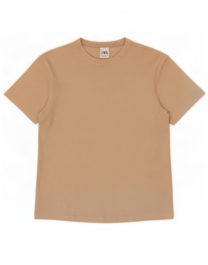 Zara Mens T-Shirt Top Medium Beige Cotton