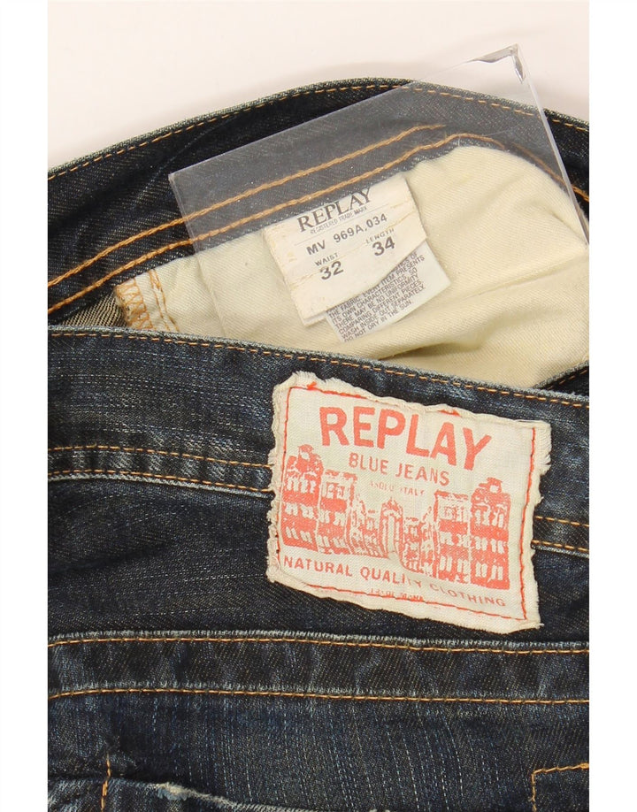 Replay Womens Straight Jeans W32 L29 Navy Blue Cotton