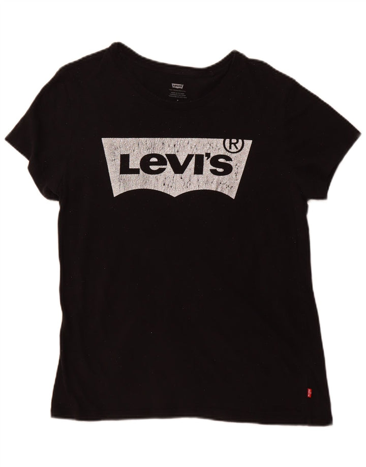 LEVI'S Womens Graphic T-Shirt Top UK 12 Medium Black