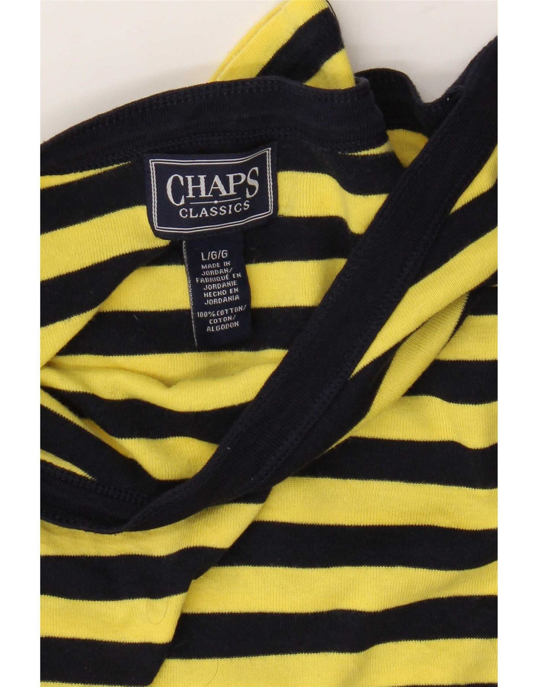 Chaps Womens Classics Top 3/4 Sleeve UK 16 Large Yellow Striped Cotton