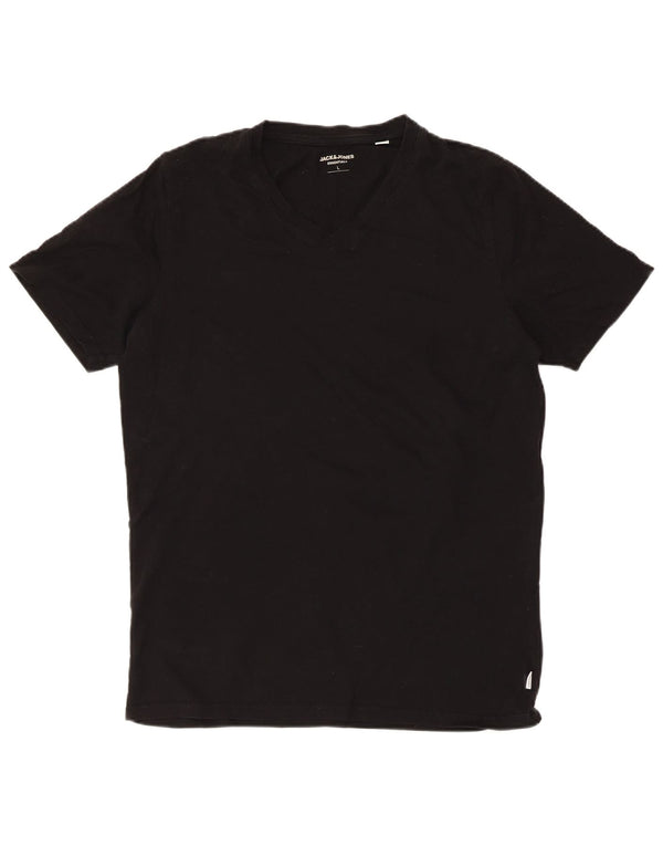 JACK & JONES Mens T-Shirt Top Large Black Cotton