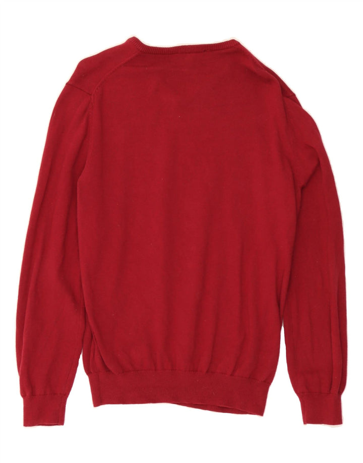 CREW CLOTHING Mens V-Neck Jumper Sweater Large Red Cotton Vintage Crew Clothing and Second-Hand Crew Clothing from Messina Hembry 