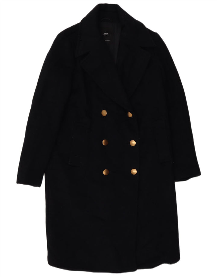 Zara Womens Double Breasted Coat UK 14 Medium Navy Blue