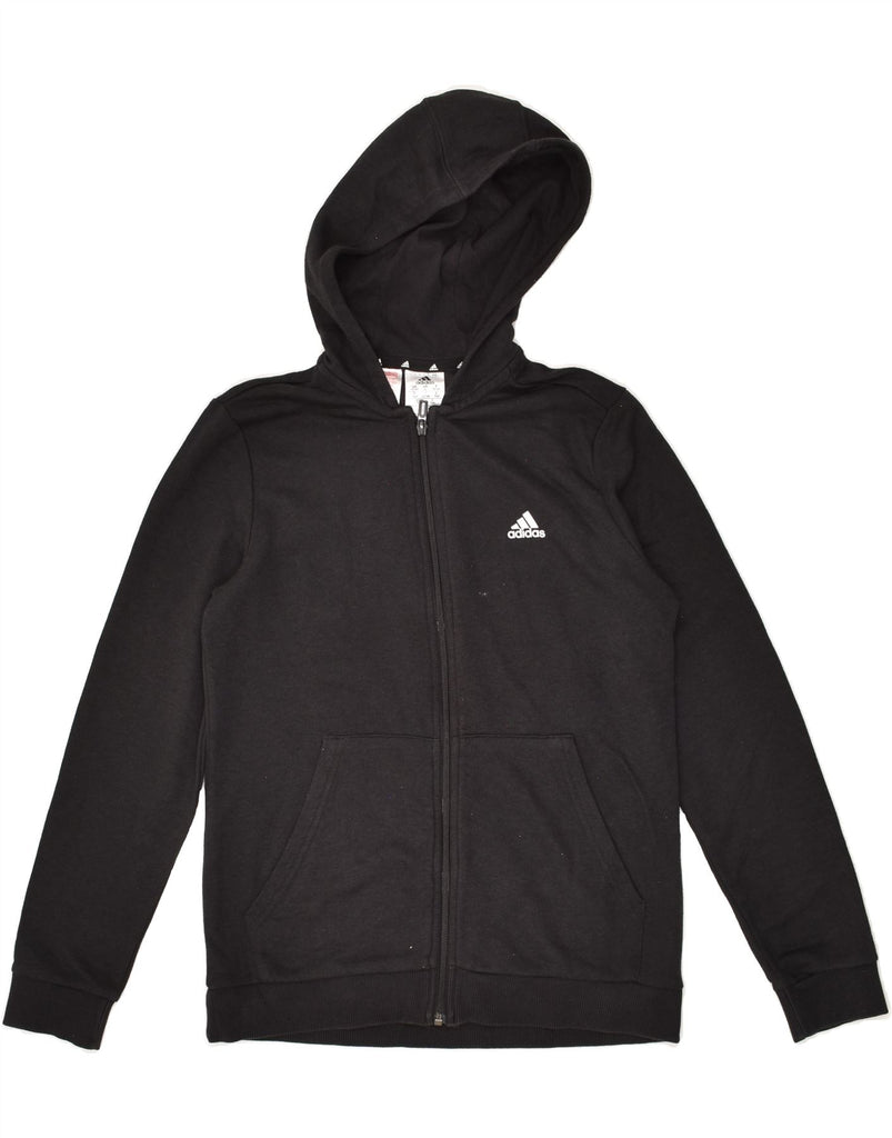 ADIDAS Boys Graphic Zip Hoodie Sweater 13-14 Years Black Cotton Vintage Adidas and Second-Hand Adidas from Messina Hembry 